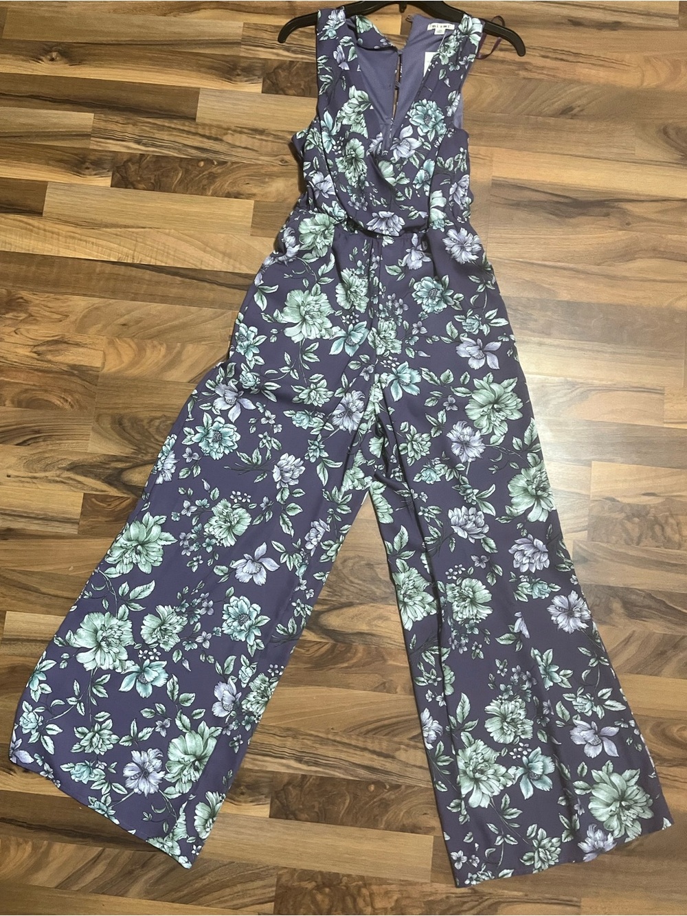 miami Purple Floral V-Neck Wide-Leg Jumpsuit